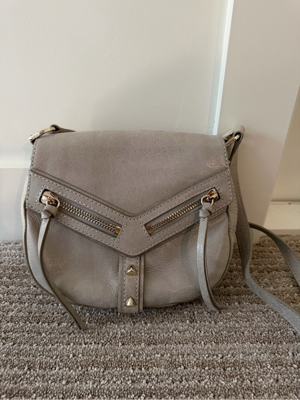 Botkier Trigger Saddle Flap purse/bag grey color